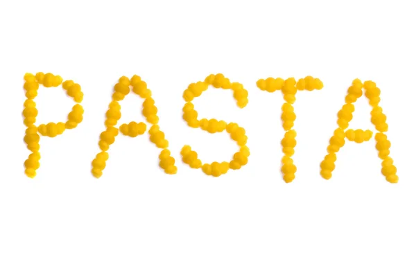 "PASTA "palabra con macarrones — Foto de Stock
