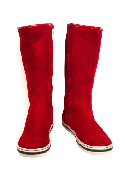 Červené semišové boty — Stock fotografie
