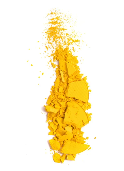 黄色のアイシャドウ押しつぶされたサンプル — ストック写真