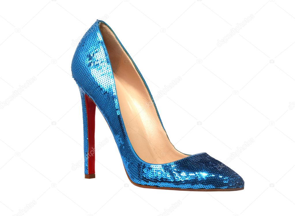 Blue shiny women shoe
