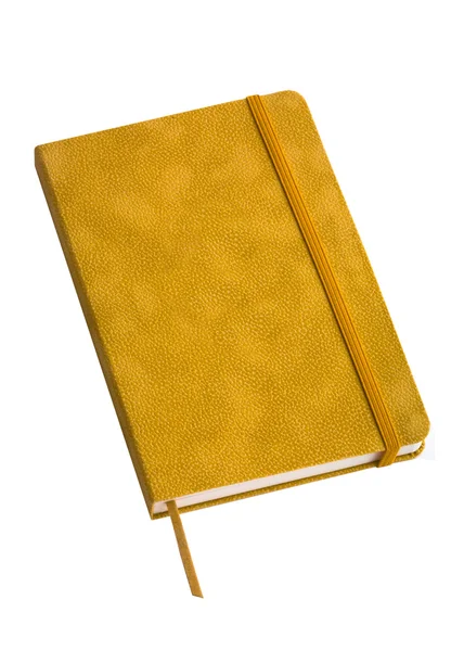 Caderno de couro amarelo isolado — Fotografia de Stock