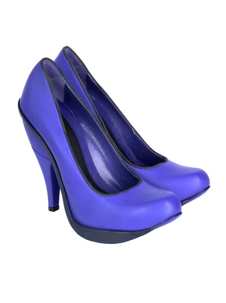 Синій високий каблук жіноче взуття — стокове фото