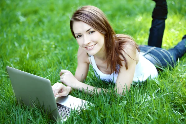 stock image Student with notebook outdoor