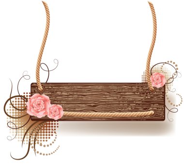 Wooden texture with roses clipart