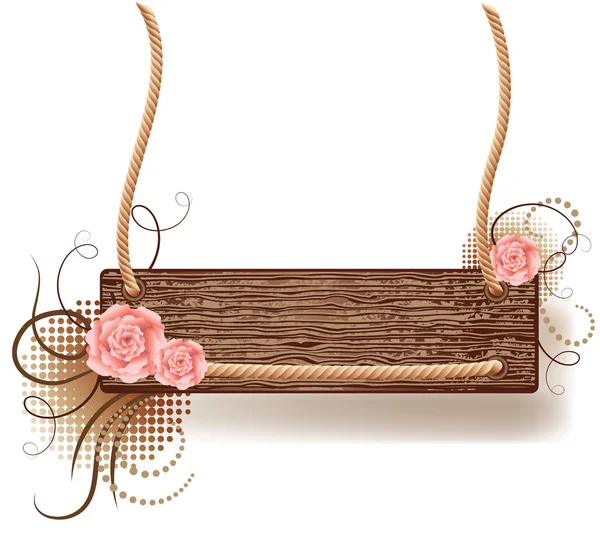 Textura de madera con rosas — Vector de stock
