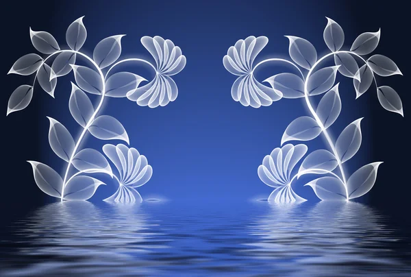 Transparentní květiny nad vodou — Stock fotografie