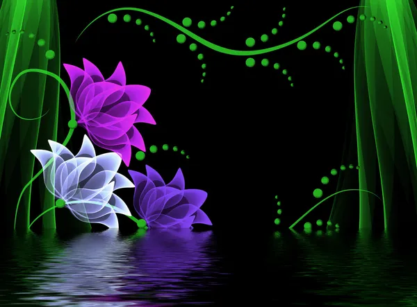 Flores transparentes sobre a água — Fotografia de Stock