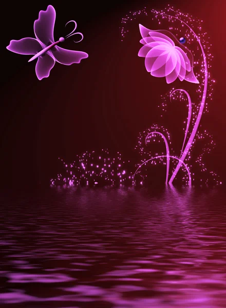 水の上の透明な花 — ストック写真