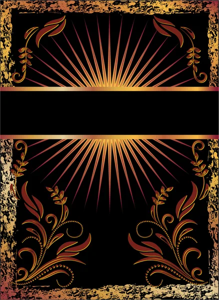 Fondo negro con adorno de cobre — Archivo Imágenes Vectoriales