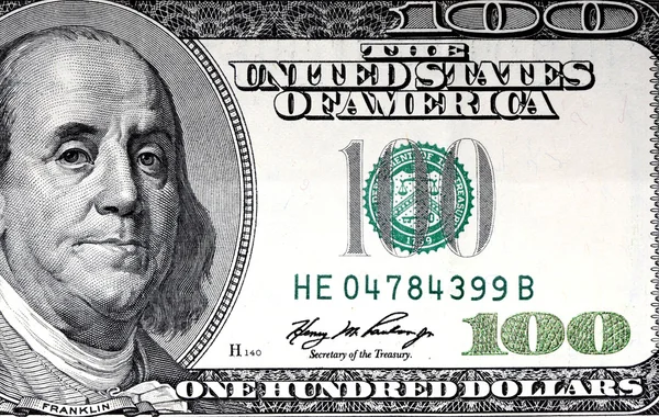 100 closeup Δολάριο ΗΠΑ — Φωτογραφία Αρχείου