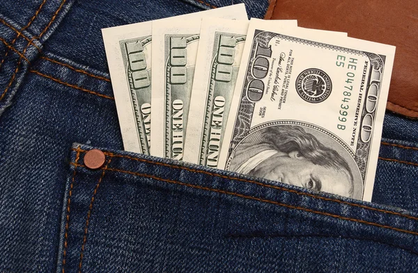 Dolar w kieszeni — Zdjęcie stockowe