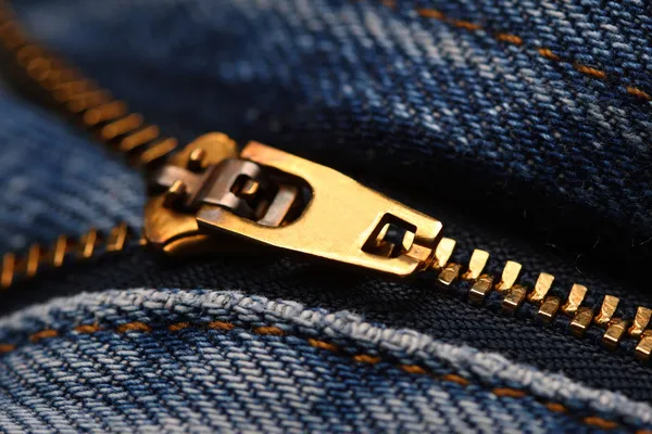 Zip jeans detal — Zdjęcie stockowe