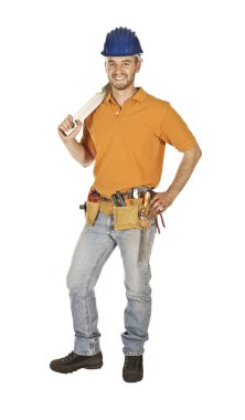 Standing worker isolated on white clipart