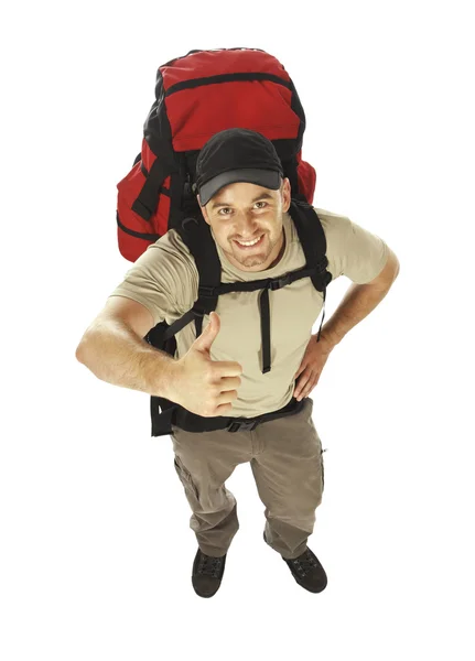 Unga kaukasiska backpacker — Stockfoto
