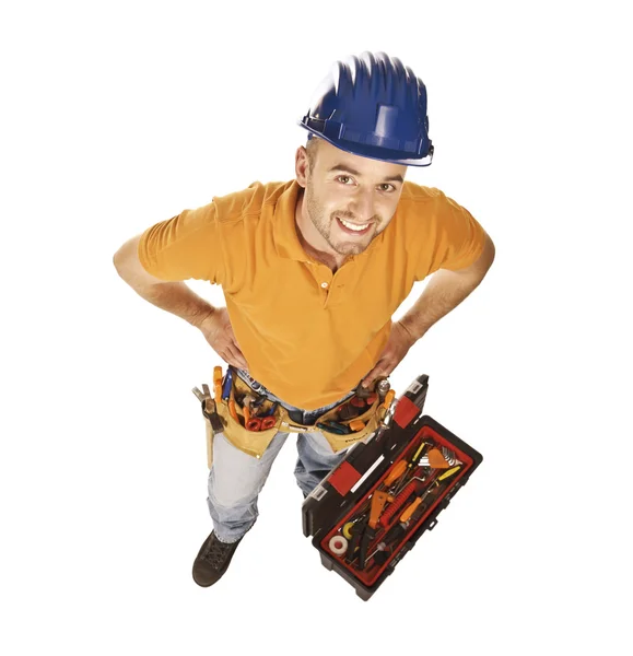 Heimwerker und Werkzeugkasten — Stockfoto