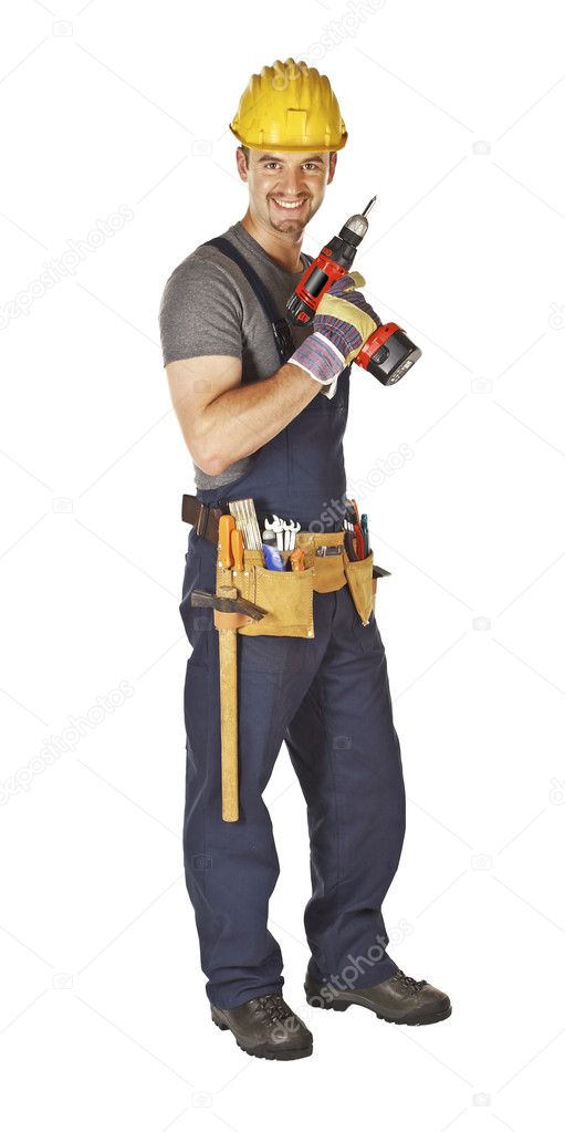 Manual worker with tool