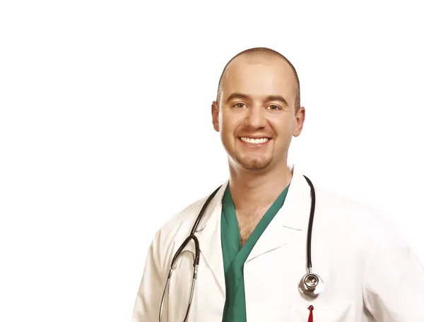 白い背景の上の医師の肖像画 ロイヤリティフリーのストック画像
