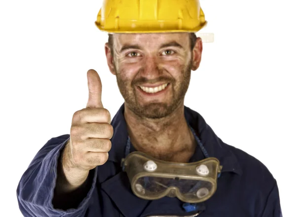 Confident labourer thumn up Royalty Free Stock Photos