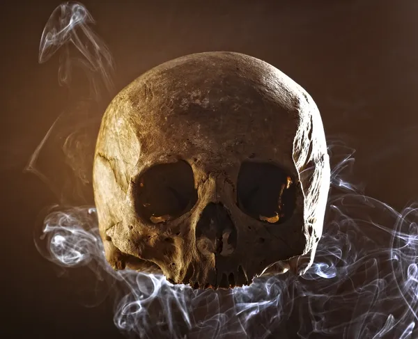Crâne dans la fumée — Photo