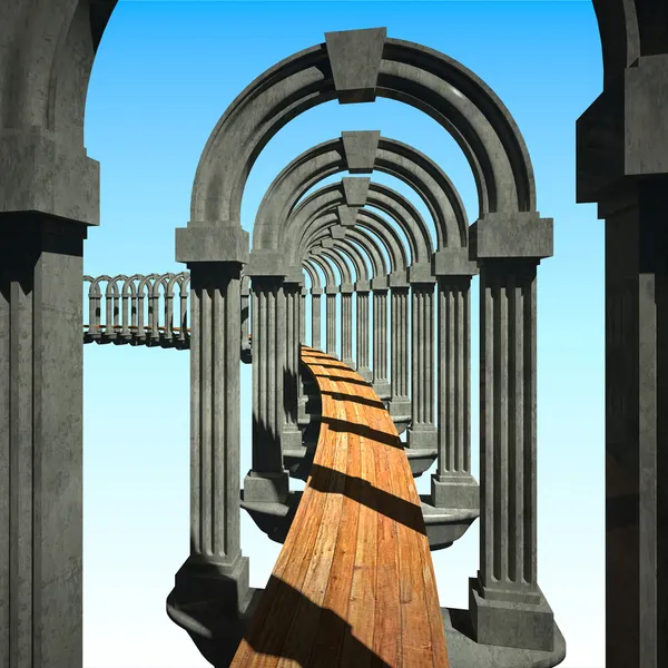 Concrete portal en hout manier — Stockfoto