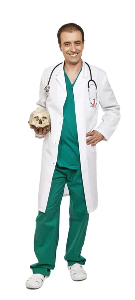 Doutor e crânio — Fotografia de Stock