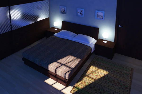 Dormitorio tiempo de noche — Foto de Stock
