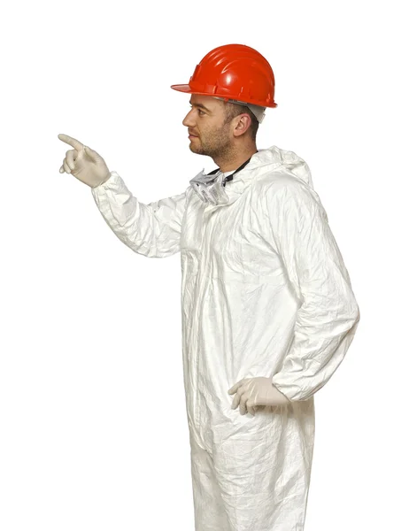 Arbeider met bescherming kleren — Stockfoto