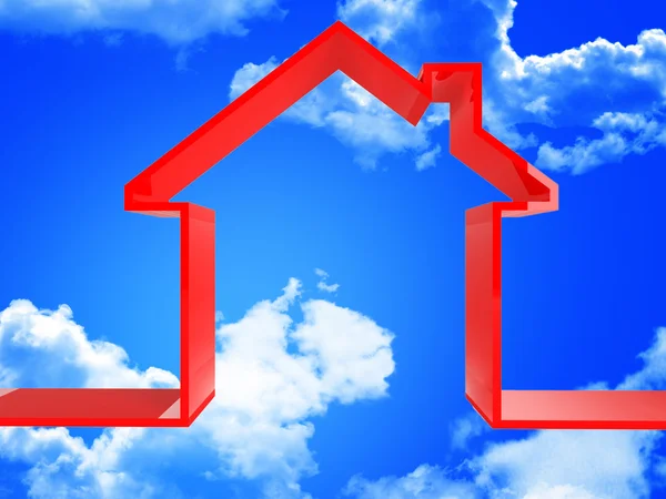 Red house in the sky — Stock Photo, Image