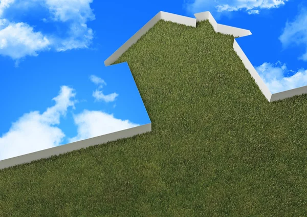 Zöld ház és az ég — Stock Fotó