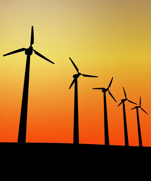 Turbina eólica en la puesta del sol — Foto de Stock