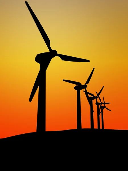Turbina eólica en la puesta del sol — Foto de Stock