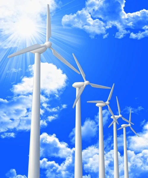 Вітрова турбіна і блакитне небо — стокове фото