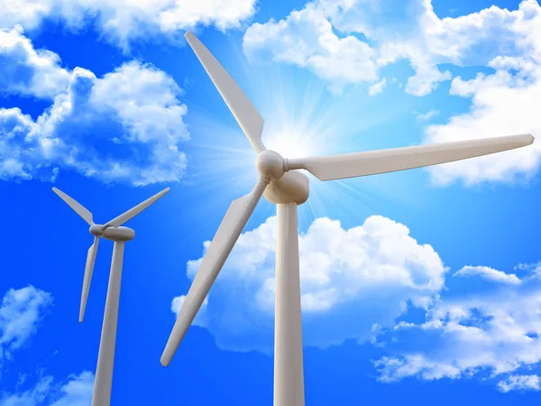 Ветряная турбина и голубое небо — стоковое фото