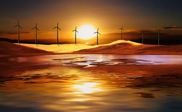 Windturbine in de woestijn — Stockfoto