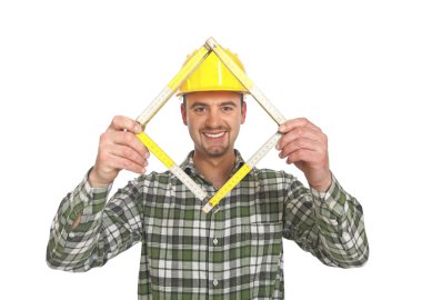 Manaul worker with meter tool clipart