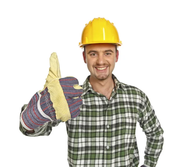 Positive worker thumb up Royalty Free Stock Photos