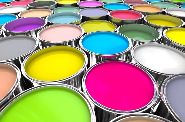 Colours paint can background — Stock Photo, Image