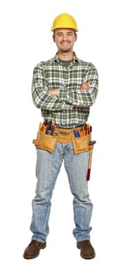 Standing young manual worker clipart