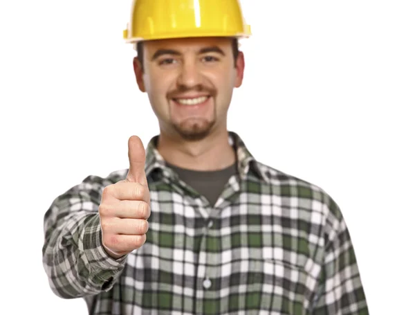Happy handyman thumb up — Stock Photo, Image