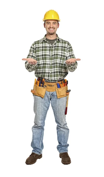 Showing pose handyman — Stock Photo, Image