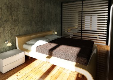 Modern bedroom 3d clipart