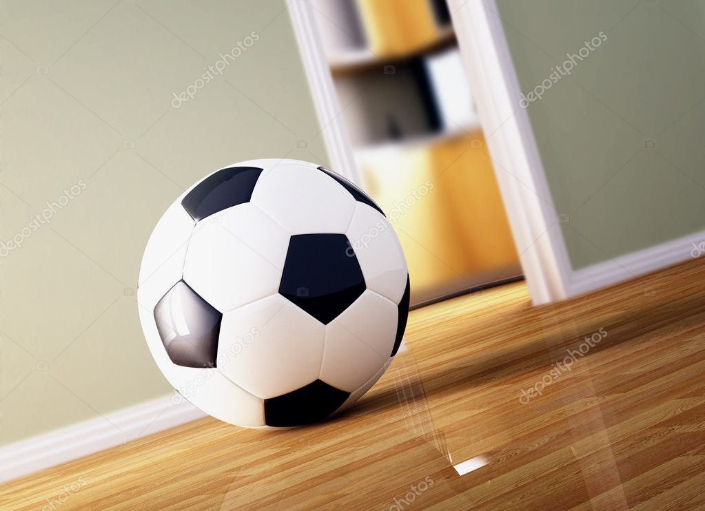 Soccer ball on wood floor