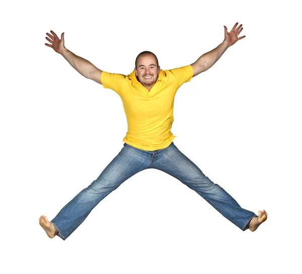 Isolierter Mann springt — Stockfoto
