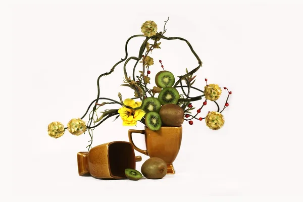 Ikebana und Beeren kivi — Stockfoto