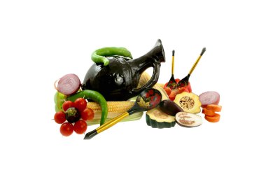 Vegetables at a jug clipart