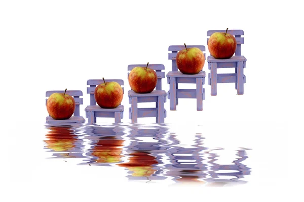 Jablka na židle — Stock fotografie