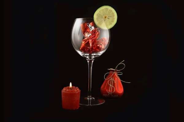 Candle and glass — Stock Photo, Image