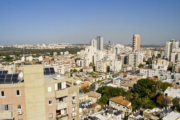 Panorama northern Tel Aviv from a window in the city of Ramat Gan in Israel
