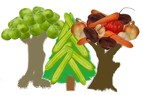 Fák a gyümölcs- és zöldségfélék — Stock Fotó