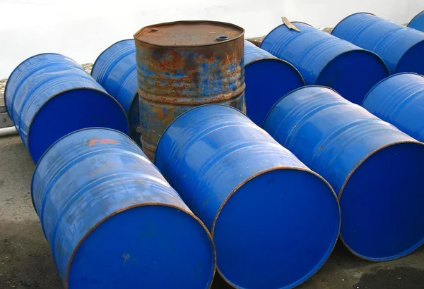 Blue Oil Barrels — Stock Photo, Image